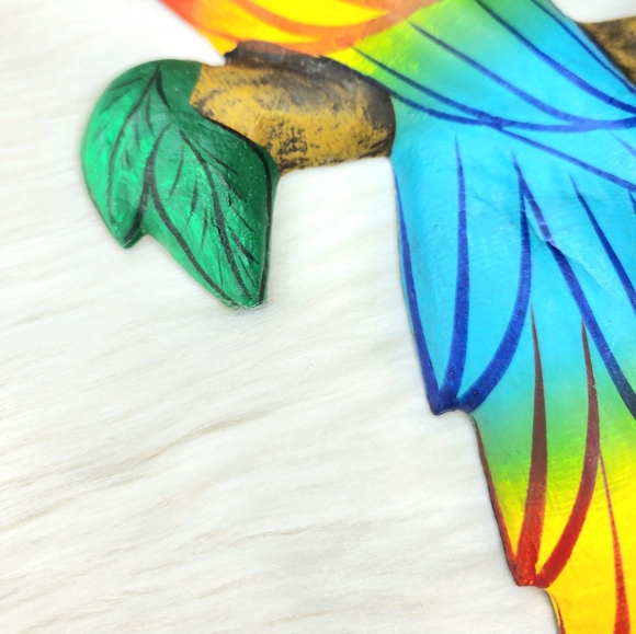 Vintage Mccaw Parrot Papier Mache Wall Hanging Hand Painted in Mexico - Picture 5 of 10